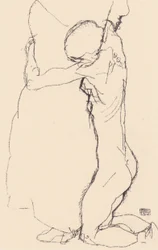 Kneeling, Embracing a Standing Woman